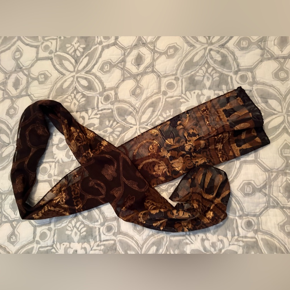 Elegant Brown and Gold Scarf